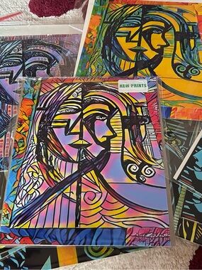 Colorful Abstract Portrait Art Print - Multicolor